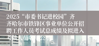 2025“市委书记进校园”齐齐哈尔市铁锋区事业单位公开招聘工作人员考试总成绩及拟进入考核人员名单公示