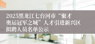 2025黑龙江七台河市“聚才奥运冠军之城”人才引进新兴区拟聘人员名单公示