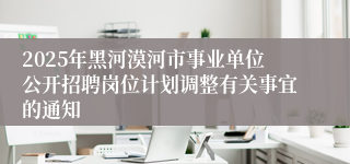 2025年黑河漠河市事业单位公开招聘岗位计划调整有关事宜的通知