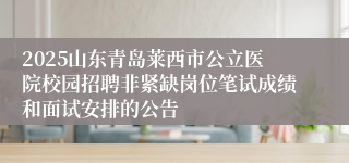 2025山东青岛莱西市公立医院校园招聘非紧缺岗位笔试成绩和面试安排的公告