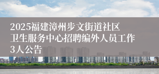 2025福建漳州步文街道社区卫生服务中心招聘编外人员工作3人公告