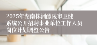 2025年湖南株洲醴陵市卫健系统公开招聘事业单位工作人员岗位计划调整公告