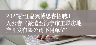 2025浙江嘉兴博思睿招聘3人公告（派遣至海宁市工联房地产开发有限公司下属单位）