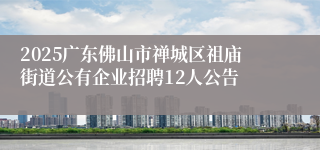 2025广东佛山市禅城区祖庙街道公有企业招聘12人公告