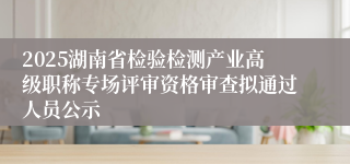 2025湖南省检验检测产业高级职称专场评审资格审查拟通过人员公示