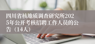 四川省核地质调查研究所2025年公开考核招聘工作人员的公告（14人）