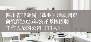 四川省非金属（盐业）地质调查研究所2025年公开考核招聘工作人员的公告（11人）