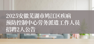 2025安徽芜湖市鸠江区疾病预防控制中心劳务派遣工作人员招聘2人公告