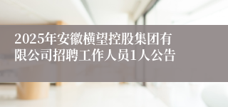 2025年安徽横望控股集团有限公司招聘工作人员1人公告