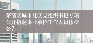 茅箭区城市社区党组织书记专项公开招聘事业单位工作人员体检公告