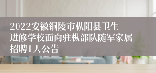 2022安徽铜陵市枞阳县卫生进修学校面向驻枞部队随军家属招聘1人公告