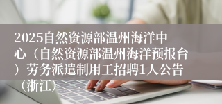 2025自然资源部温州海洋中心（自然资源部温州海洋预报台）劳务派遣制用工招聘1人公告（浙江）