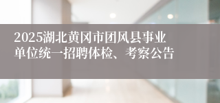 2025湖北黄冈市团风县事业单位统一招聘体检、考察公告