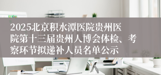 2025北京积水潭医院贵州医院第十三届贵州人博会体检、考察环节拟递补人员名单公示