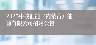 2025中核汇能（内蒙古）能源有限公司招聘公告