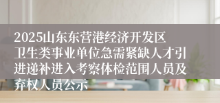 2025山东东营港经济开发区卫生类事业单位急需紧缺人才引进递补进入考察体检范围人员及弃权人员公示