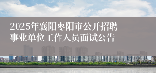 2025年襄阳枣阳市公开招聘事业单位工作人员面试公告
