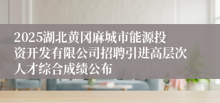 2025湖北黄冈麻城市能源投资开发有限公司招聘引进高层次人才综合成绩公布