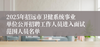 2025年招远市卫健系统事业单位公开招聘工作人员进入面试范围人员名单