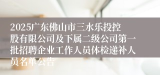 2025广东佛山市三水乐投控股有限公司及下属二级公司第一批招聘企业工作人员体检递补人员名单公告