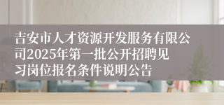 吉安市人才资源开发服务有限公司2025年第一批公开招聘见习岗位报名条件说明公告