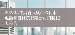 2025年甘肃省武威市水利水电勘测设计院有限公司招聘12人公告