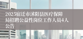 2025宿迁市沭阳县医疗保障局招聘公益性岗位工作人员4人公告