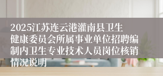 2025江苏连云港灌南县卫生健康委员会所属事业单位招聘编制内卫生专业技术人员岗位核销情况说明