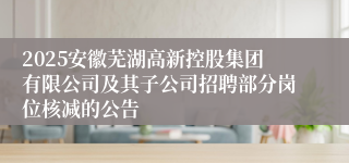 2025安徽芜湖高新控股集团有限公司及其子公司招聘部分岗位核减的公告