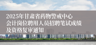 2025年甘肃省药物警戒中心会计岗位聘用人员招聘笔试成绩及资格复审通知