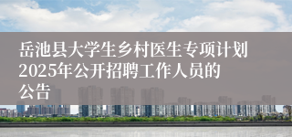 岳池县大学生乡村医生专项计划2025年公开招聘工作人员的公告