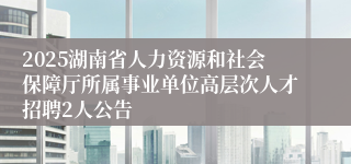 2025湖南省人力资源和社会保障厅所属事业单位高层次人才招聘2人公告