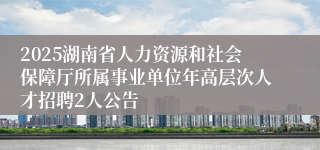 2025湖南省人力资源和社会保障厅所属事业单位年高层次人才招聘2人公告 