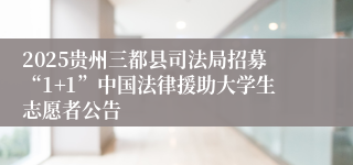 2025贵州三都县司法局招募“1+1”中国法律援助大学生志愿者公告