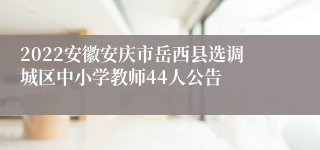 2022安徽安庆市岳西县选调城区中小学教师44人公告