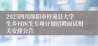 2025四川绵阳市梓潼县大学生乡村医生专项计划招聘面试相关安排公告