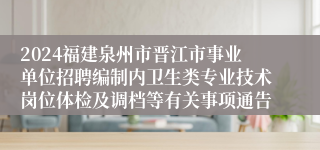 2024福建泉州市晋江市事业单位招聘编制内卫生类专业技术岗位体检及调档等有关事项通告