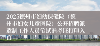 2025德州市妇幼保健院（德州市妇女儿童医院）公开招聘派遣制工作人员笔试准考证打印入口