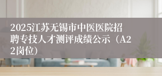 2025江苏无锡市中医医院招聘专技人才测评成绩公示（A22岗位）