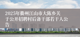 2025年衢州江山市大陈乡关于公开招聘村后备干部若干人公告