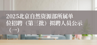 2025北京自然资源部所属单位招聘（第三批）拟聘人员公示（一）