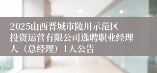 2025山西晋城市陵川示范区投资运营有限公司选聘职业经理人（总经理）1人公告