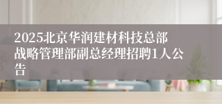 2025北京华润建材科技总部战略管理部副总经理招聘1人公告