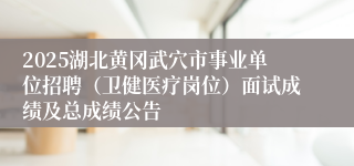 2025湖北黄冈武穴市事业单位招聘（卫健医疗岗位）面试成绩及总成绩公告