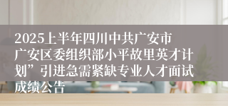 2025上半年四川中共广安市广安区委组织部小平故里英才计划”引进急需紧缺专业人才面试成绩公告