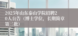 2025年山东泰山学院招聘20人公告（博士学位，长期简章第二批）