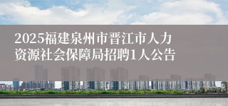 2025福建泉州市晋江市人力资源社会保障局招聘1人公告