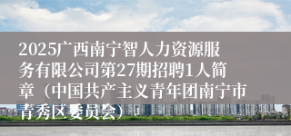 2025广西南宁智人力资源服务有限公司第27期招聘1人简章（中国共产主义青年团南宁市青秀区委员会）