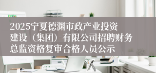 2025宁夏德渊市政产业投资建设（集团）有限公司招聘财务总监资格复审合格人员公示
