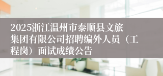2025浙江温州市泰顺县文旅集团有限公司招聘编外人员（工程岗）面试成绩公告